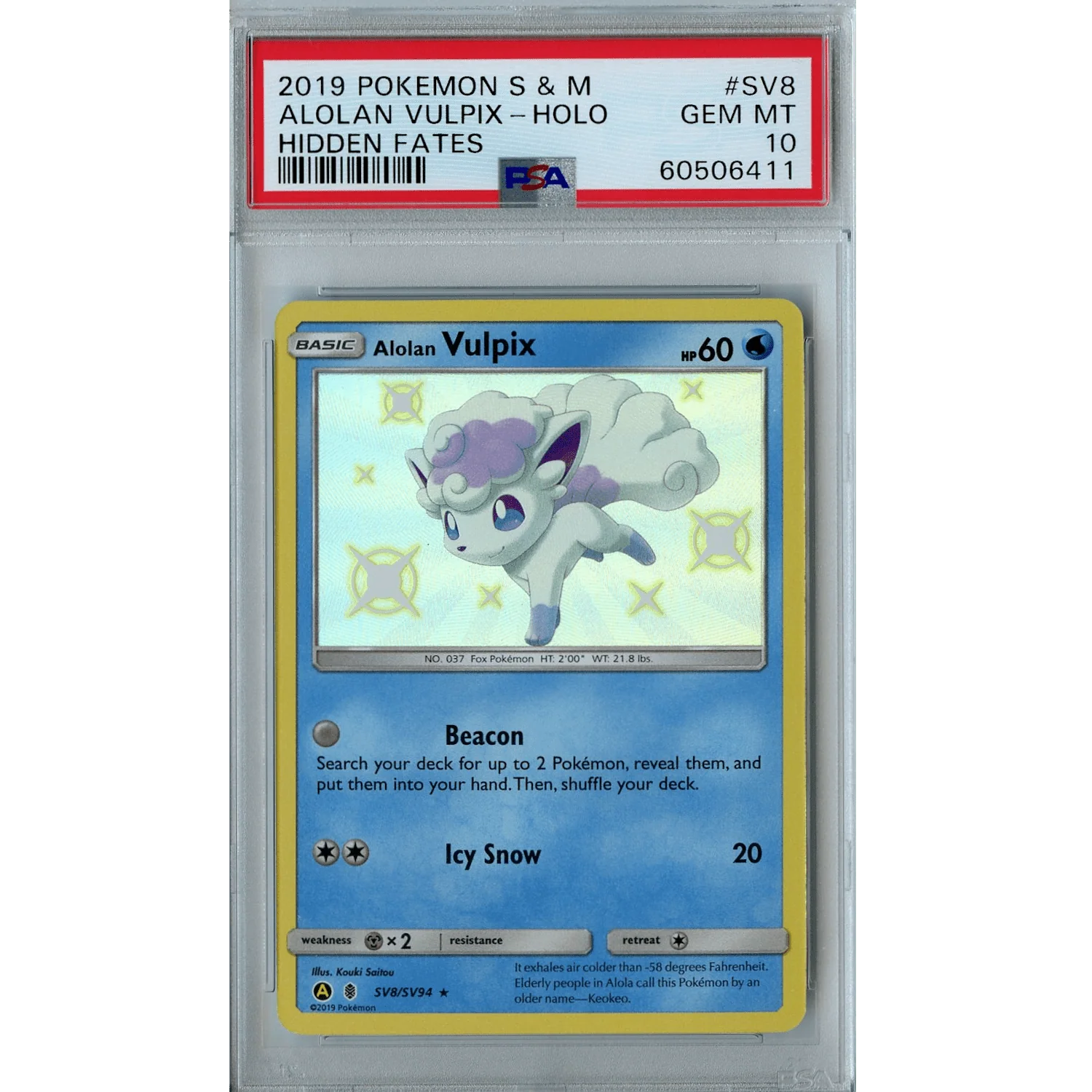 Alolan Vulpix (SV8/SV94) - Holo Rare - Hidden Fates [PSA 10]
