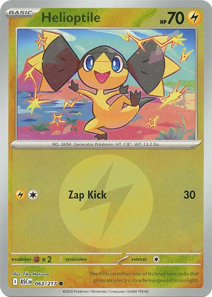Helioptile Energy Symbol Pattern (#063/217) (ME: Ascended Heroes) Near Mint Reverse Holofoil