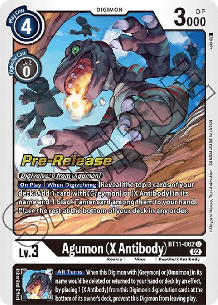 Agumon (X Antibody) (#BT11-062 U) (Dimensional Phase Pre-Release Cards) Near Mint Foil