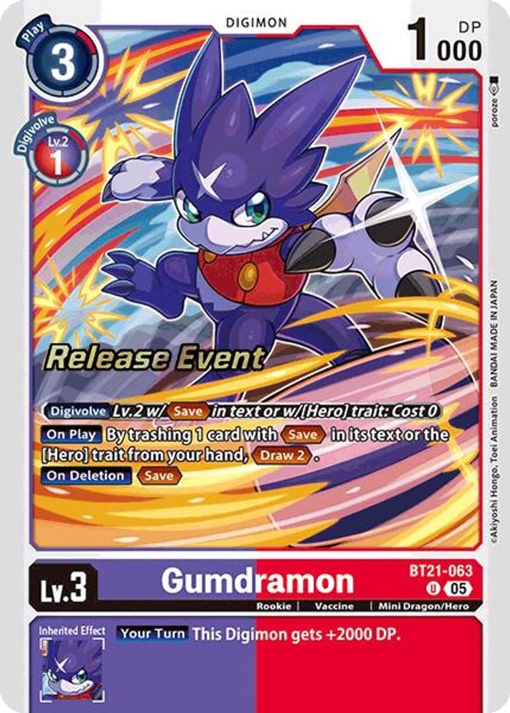 Gumdramon (#BT21-063 U) (World Convergence Release Event Cards) Near Mint Foil