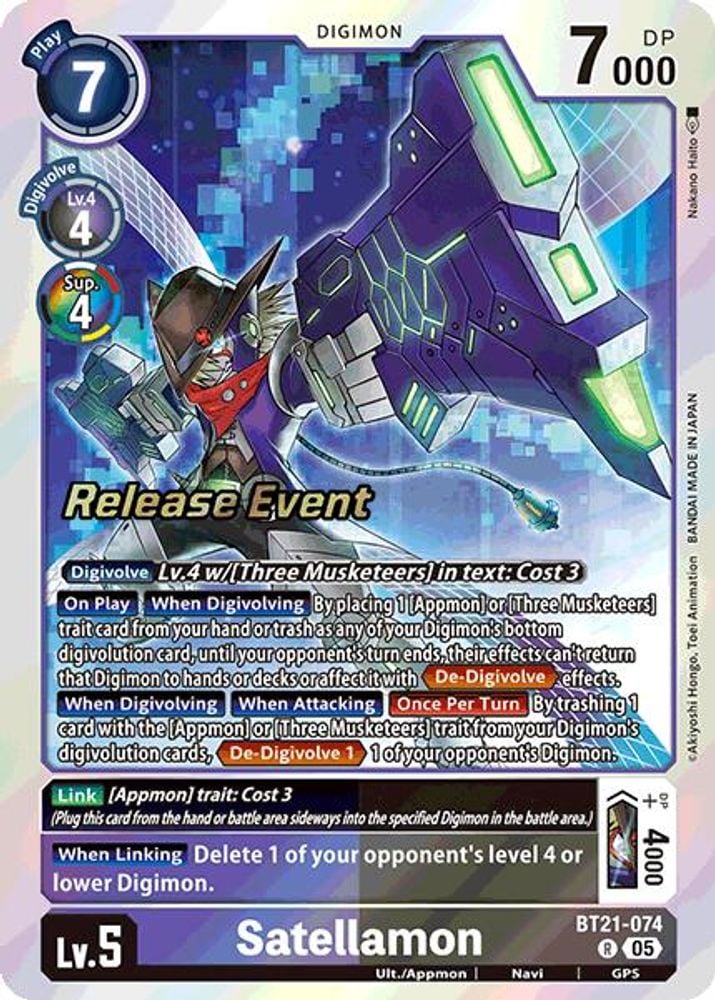 Satellamon (#BT21-074 R) (World Convergence Release Event Cards) Near Mint Foil