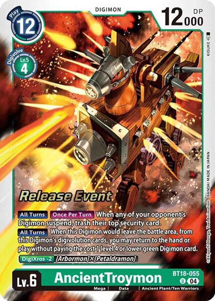 AncientTroymon (#BT18-055 U) (Release Special Booster 2.0 Celebration Event Cards) Near Mint Foil