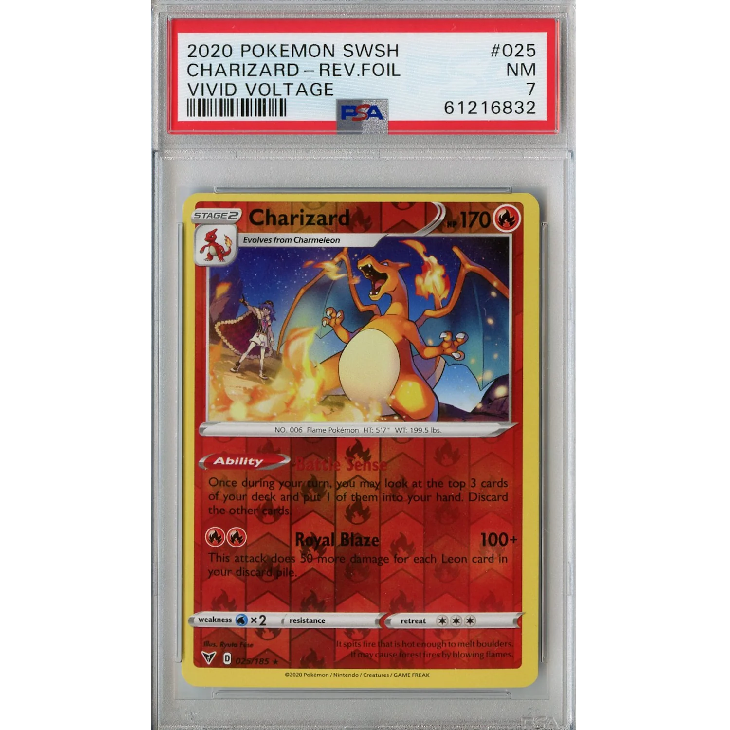 Charizard (025/185) - Reverse Holo Rare - Vivid Voltage [PSA 7]