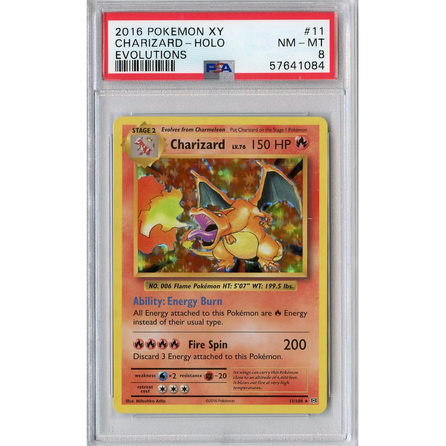 Charizard (11/108) - Holo Rare - Evolutions [PSA 8]