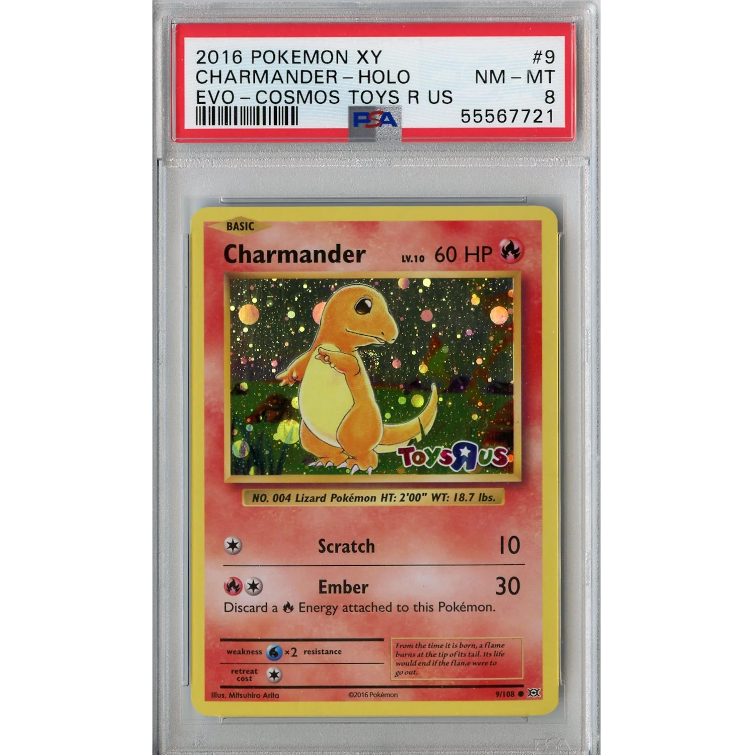 Charmander (9/108) - Cosmos Holo - Toys R Us Promo [PSA 8]