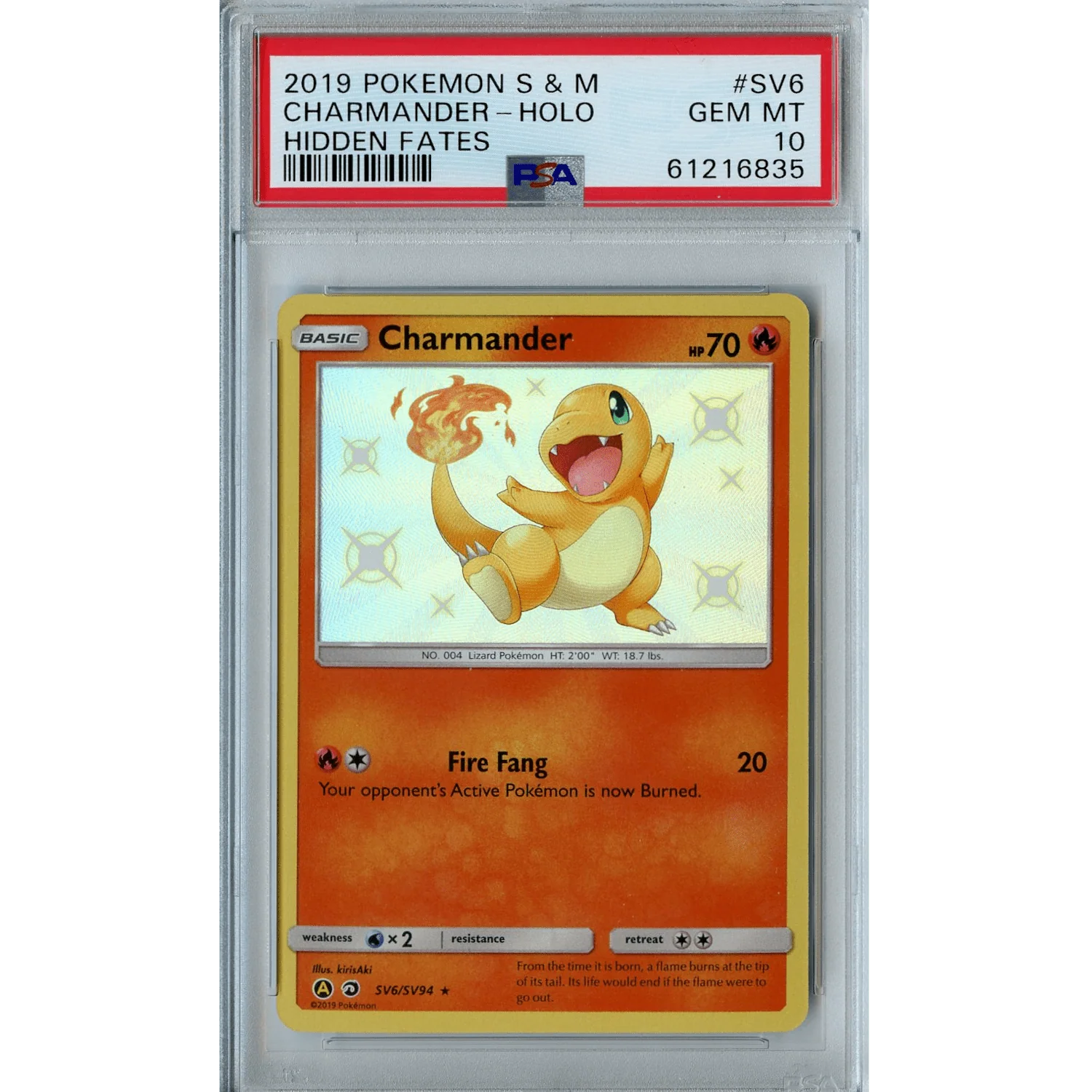 Charmander (SV6/SV94) - Holo Rare - Hidden Fates [PSA 10]