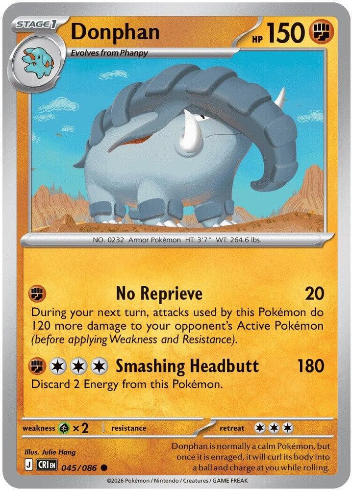 Donphan (#045/086) (ME04: Chaos Rising) Near Mint Reverse Holofoil