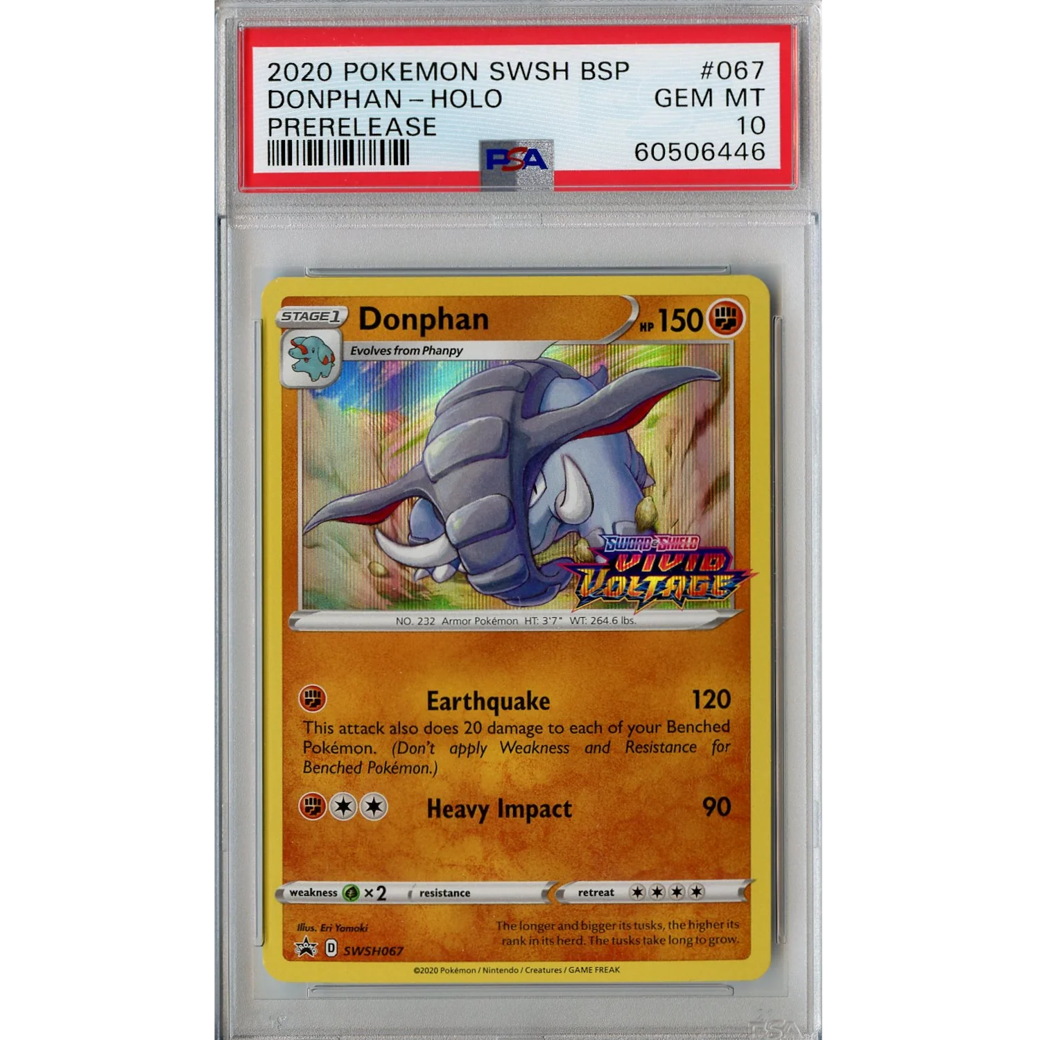 Donphan (SWSH067) - Holo Rare (Prerelease) - Black Star Promos [PSA 10]