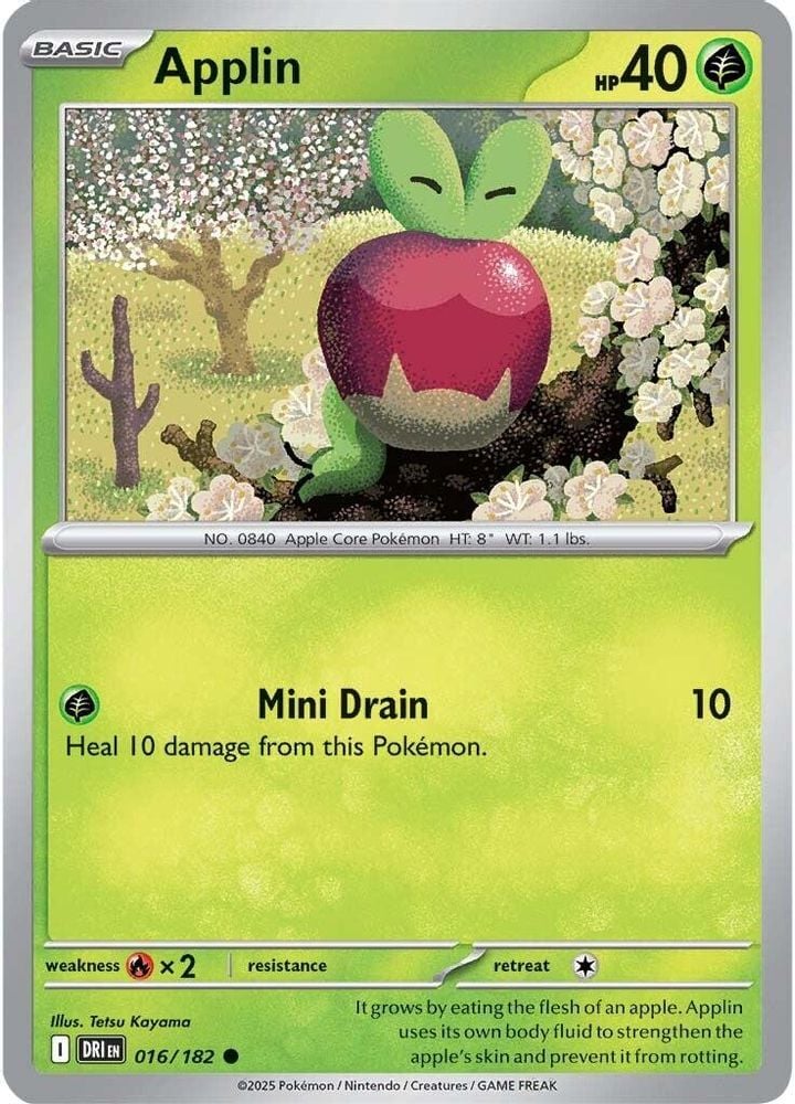 Applin (#016/182) (SV10: Destined Rivals) Near Mint Reverse Holofoil