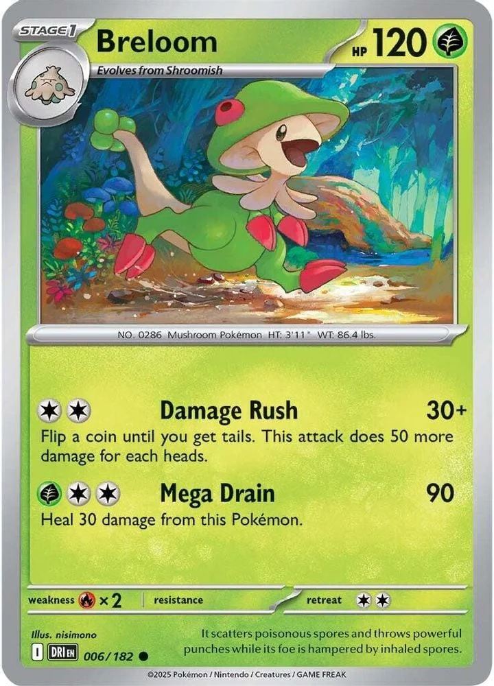 Breloom (#006/182) (SV10: Destined Rivals) Near Mint Reverse Holofoil