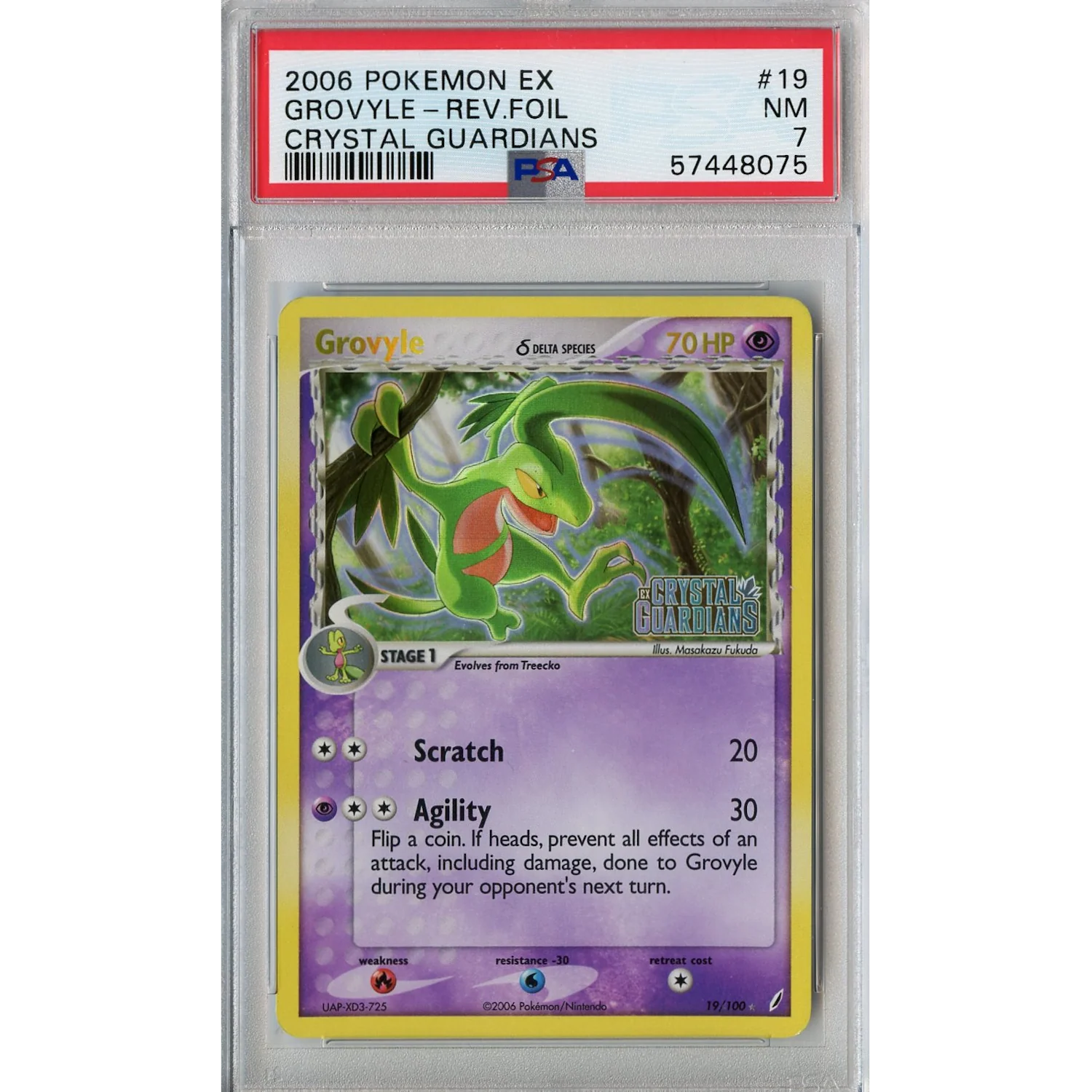 Grovyle Delta Species (19/100) - Reverse Holo Rare - EX Crystal Guardians [PSA 7]