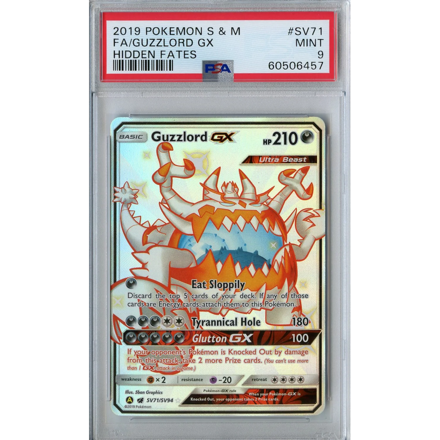 Guzzlord GX (SV71/SV94) - Full Art - Hidden Fates [PSA 9]