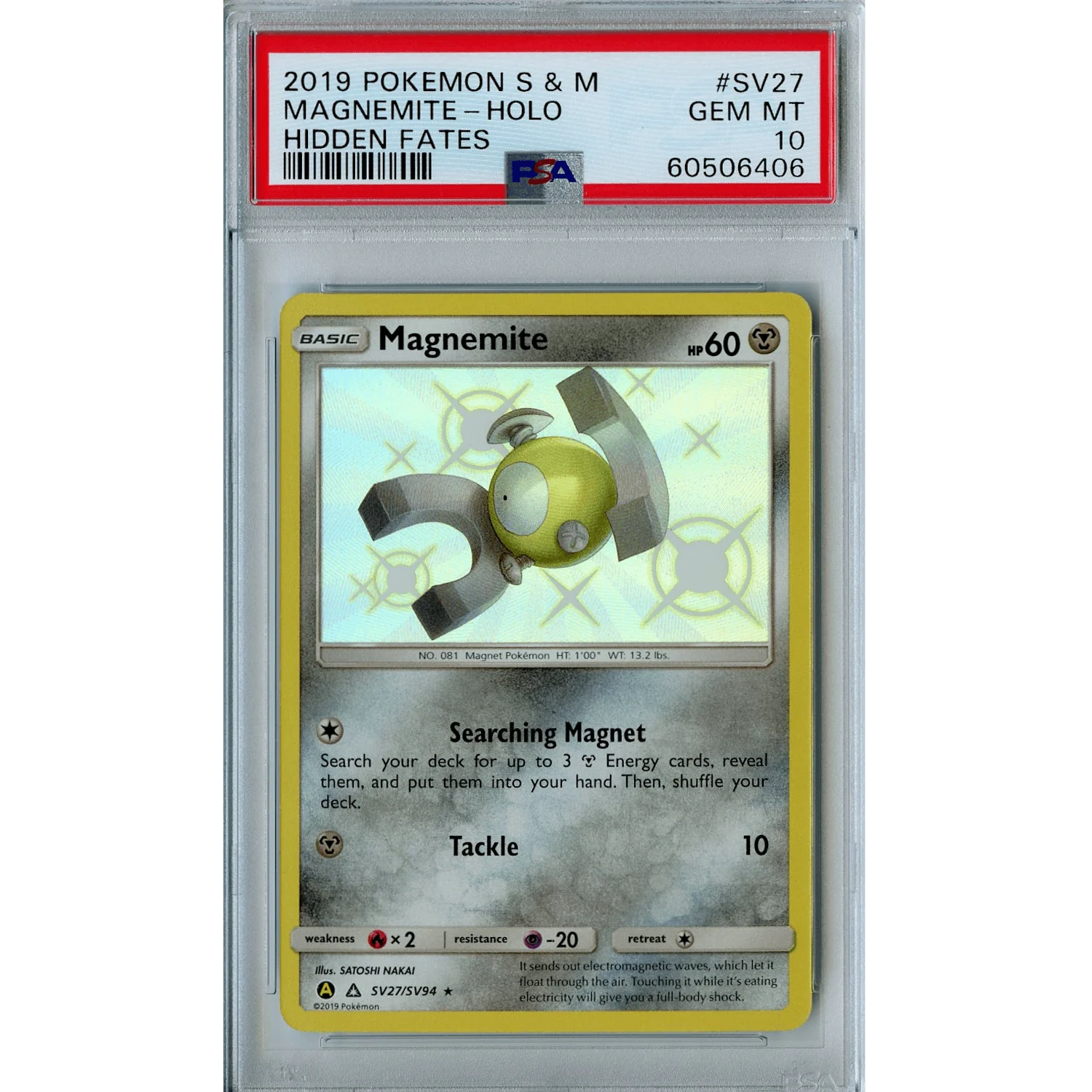 Magnemite (SV27/SV94) - Holo Rare - Hidden Fates [PSA 10]