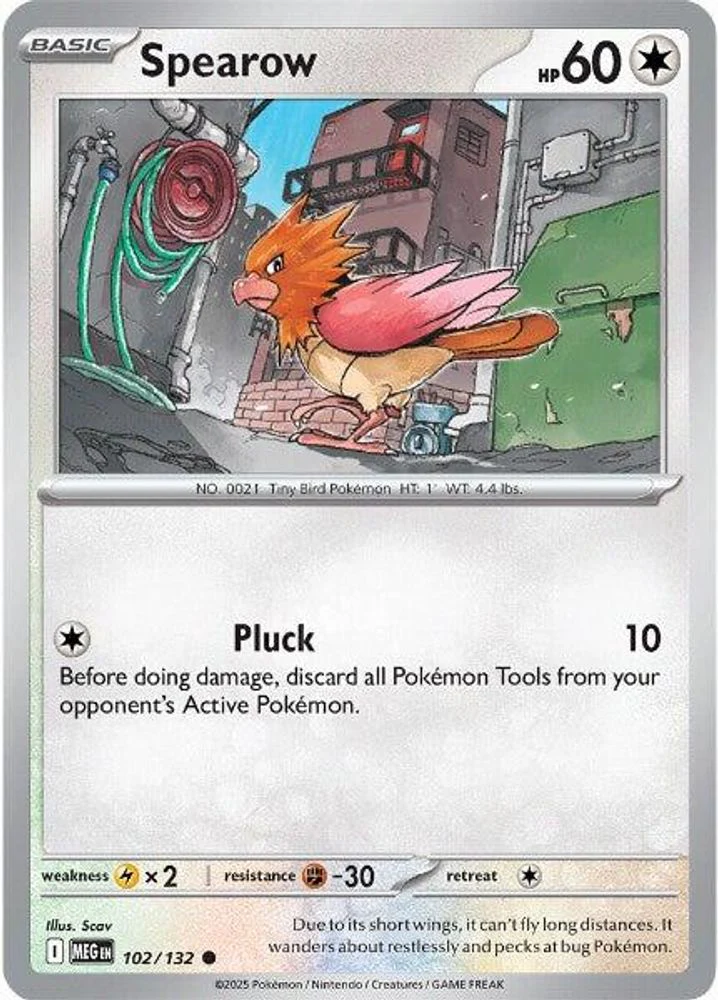 Spearow 102 132 (#102/132) (ME01: Mega Evolution) Near Mint Reverse Holofoil