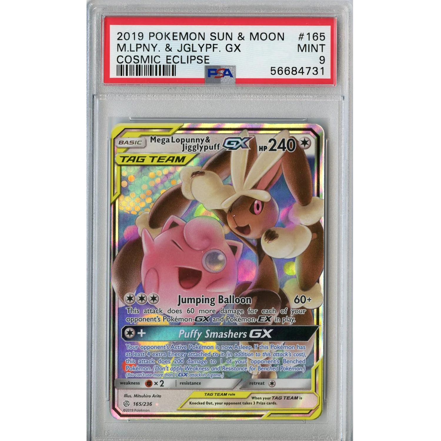 Mega Lopunny & Jigglypuff GX - Ultra Rare - Cosmic Eclipse [PSA 9]