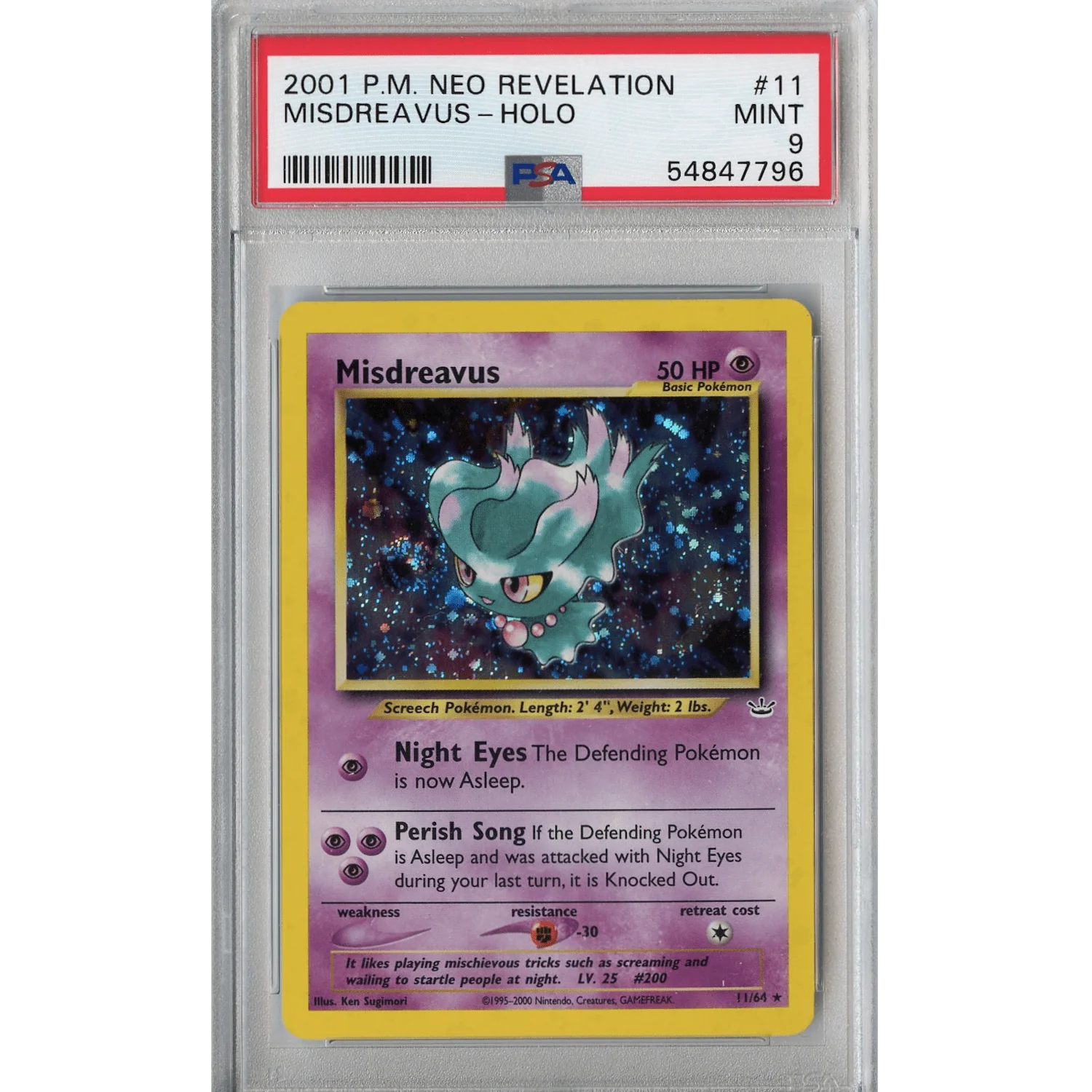 Misdreavus (11/64) - Holo Rare - Neo Revelation [PSA 9]