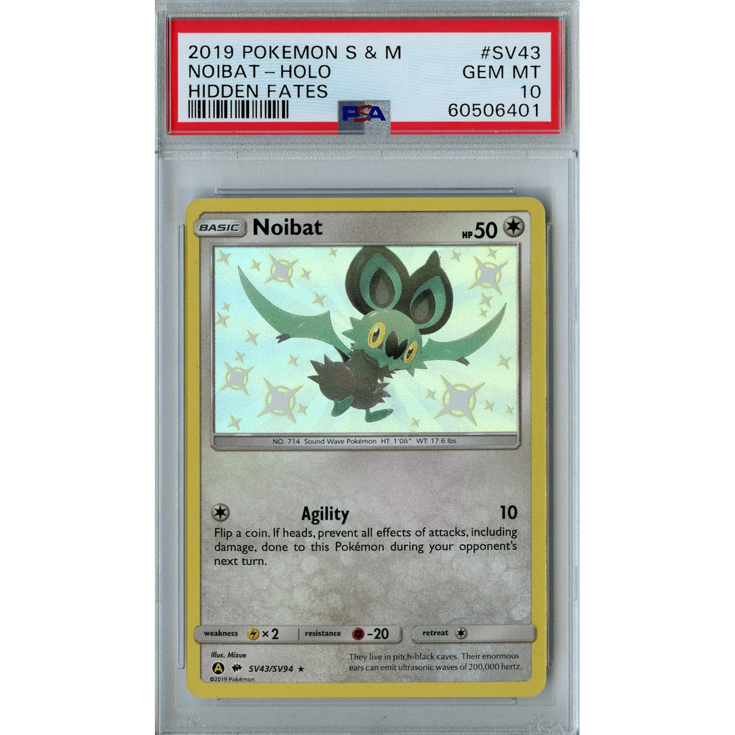 Noibat (SV43/SV94) - Holo Rare - Hidden Fates [PSA 10]