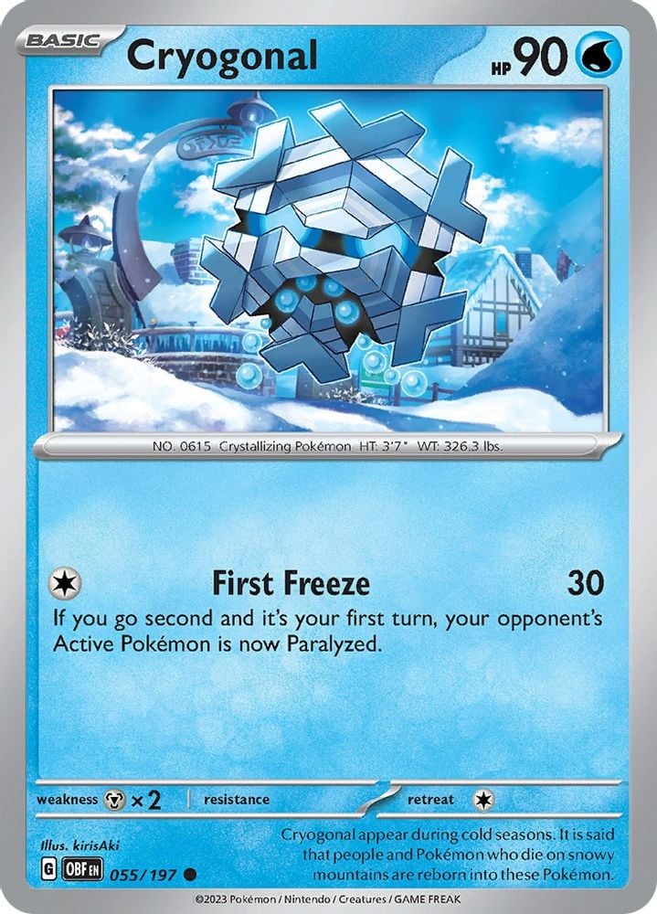 Cryogonal (#055/197) (SV03: Obsidian Flames) Near Mint Reverse Holofoil