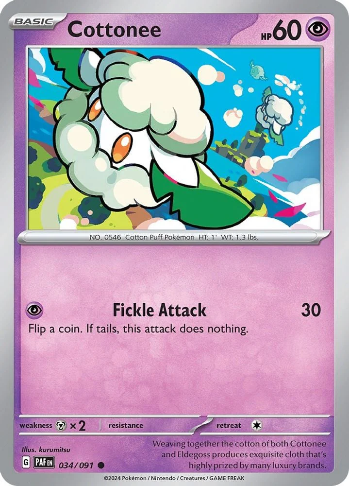 Cottonee (#034/091) (SV: Paldean Fates) Near Mint Reverse Holofoil