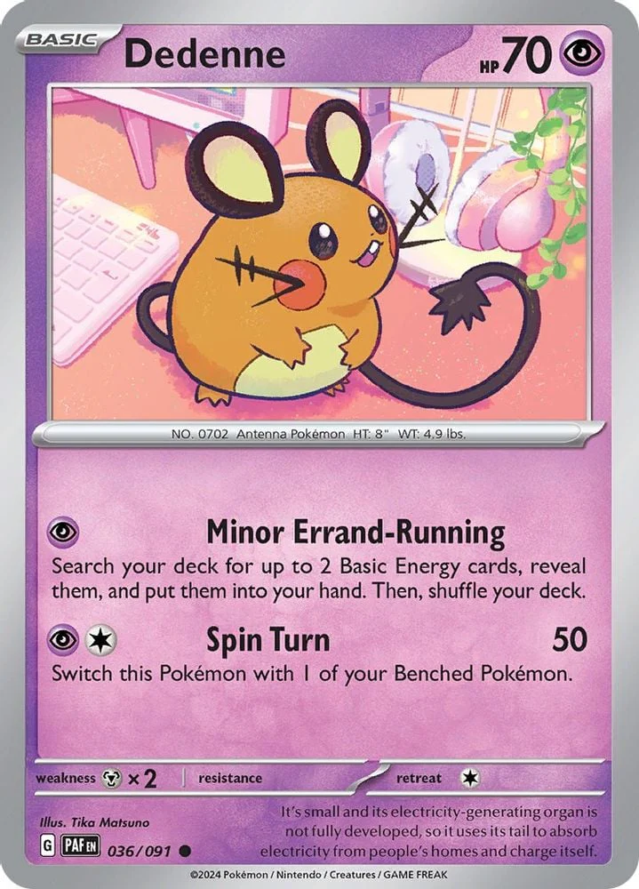 Dedenne (#036/091) (SV: Paldean Fates) Near Mint Reverse Holofoil