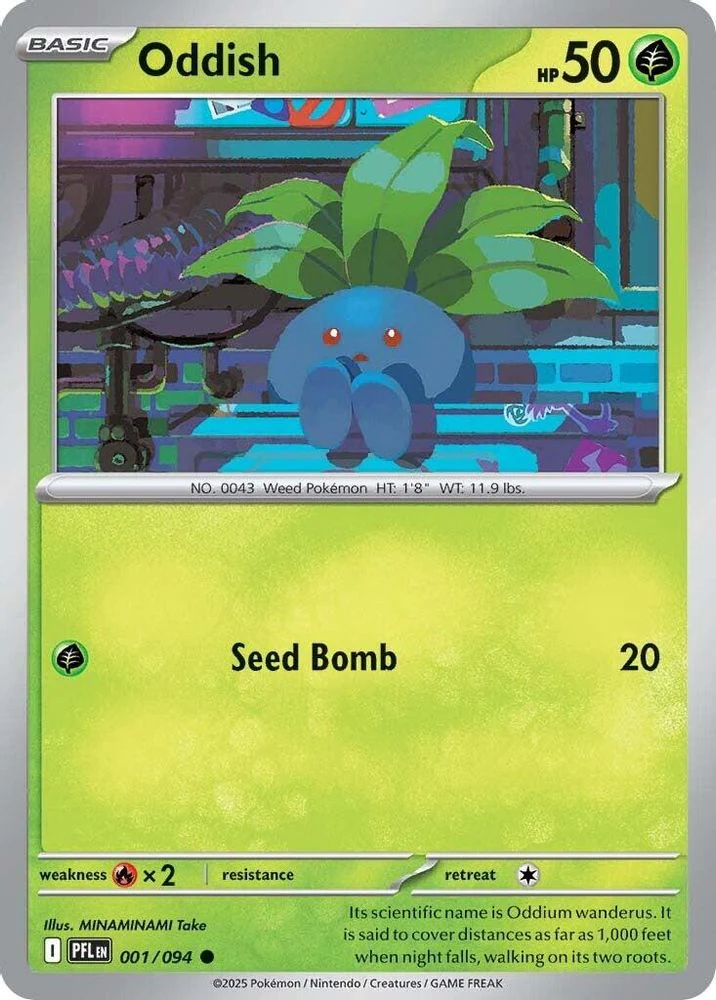 Oddish (#001/094) (ME02: Phantasmal Flames) Near Mint Reverse Holofoil