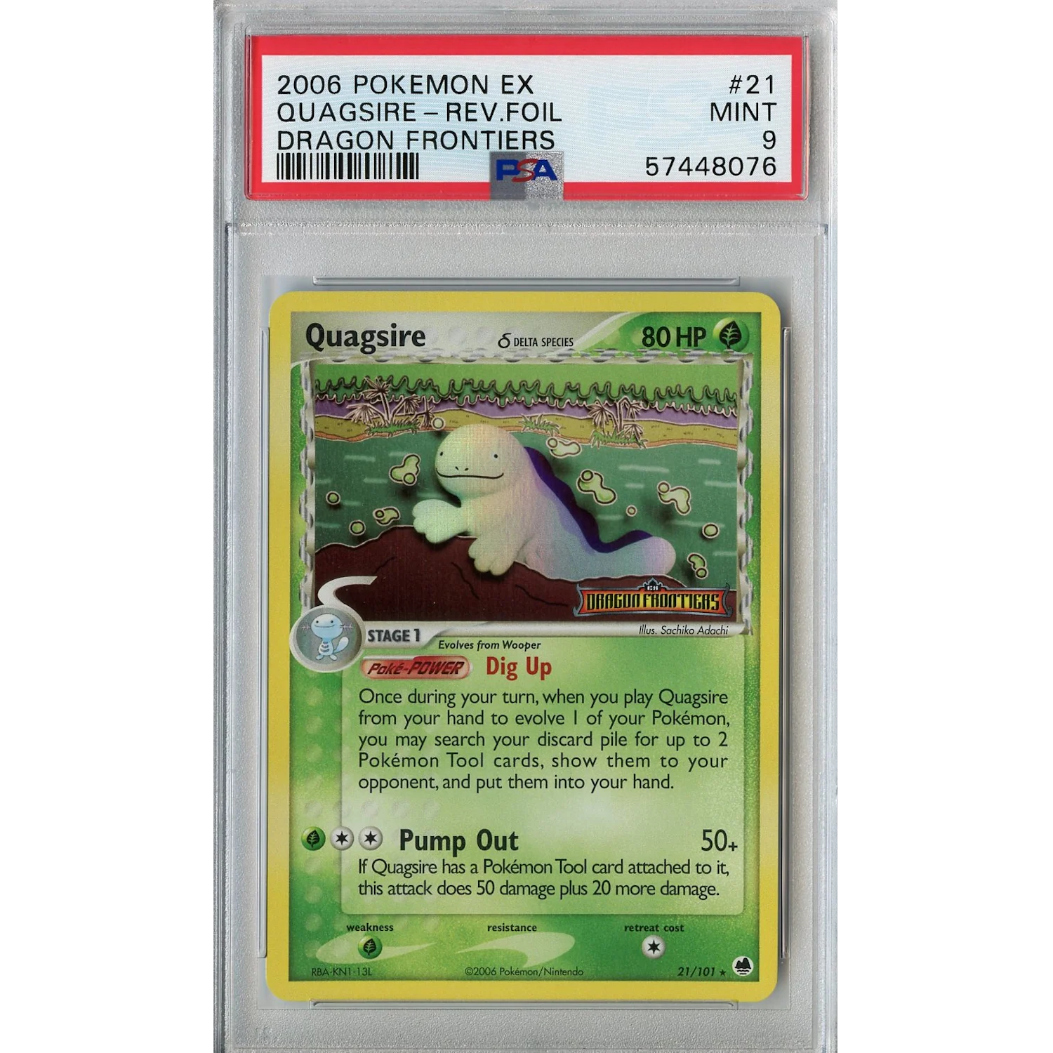 Quagsire Delta Species (21/101) - Reverse Holo Rare - Dragon Frontiers [PSA 9]