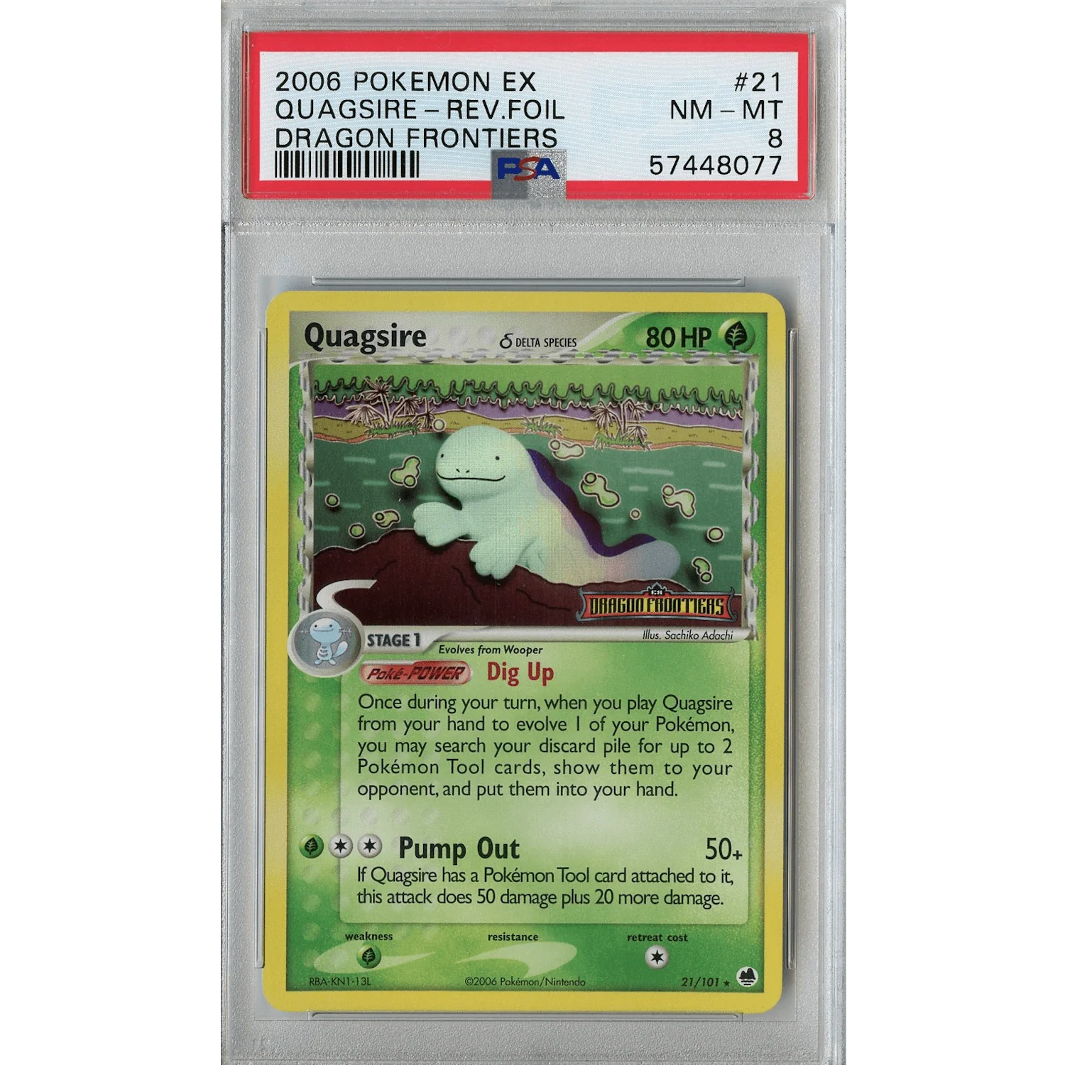 Quagsire Delta Species (21/101) - Reverse Holo Rare - EX Dragon Frontiers [PSA 8]