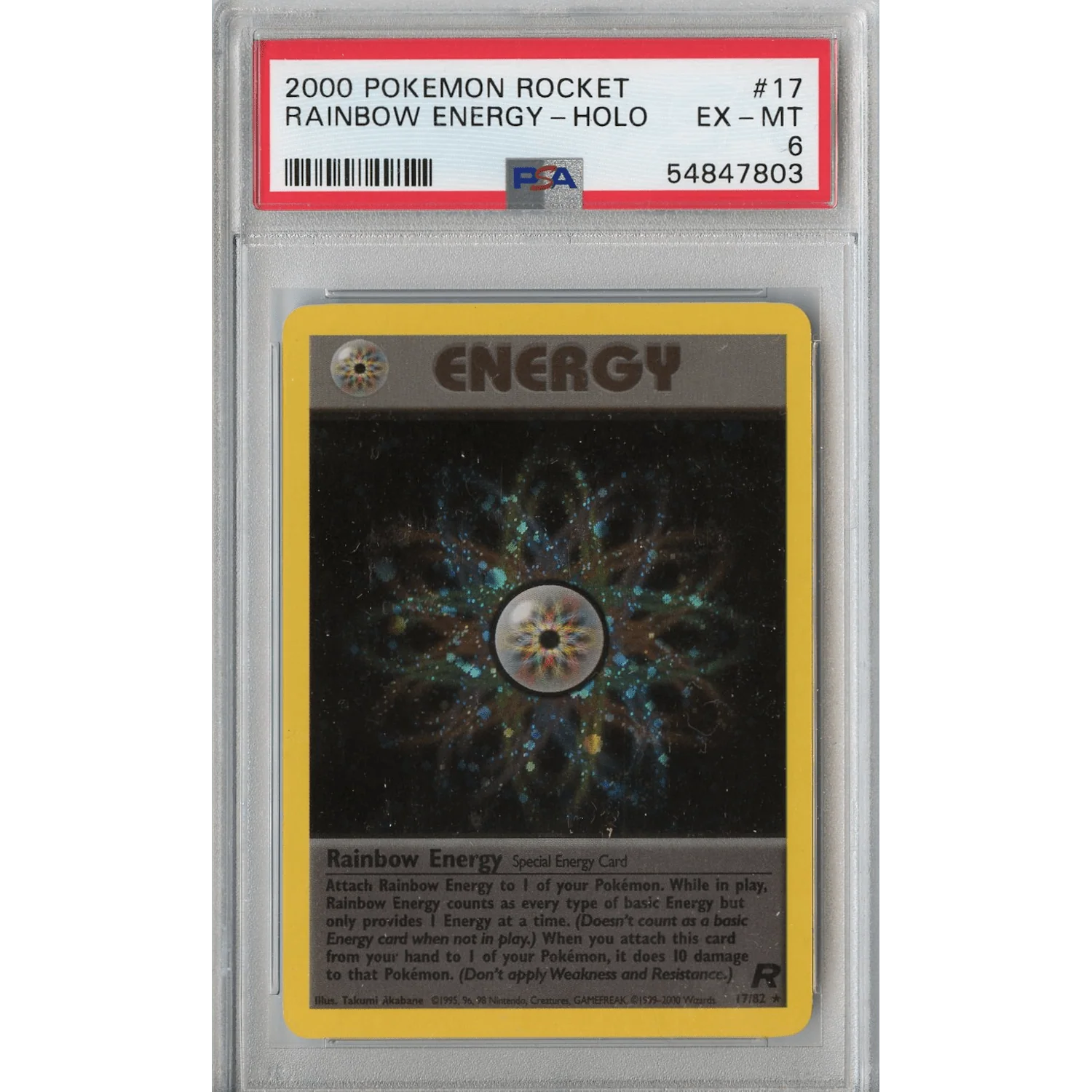 Rainbow Energy (17/82) - Holo Rare - Team Rocket [PSA 6]