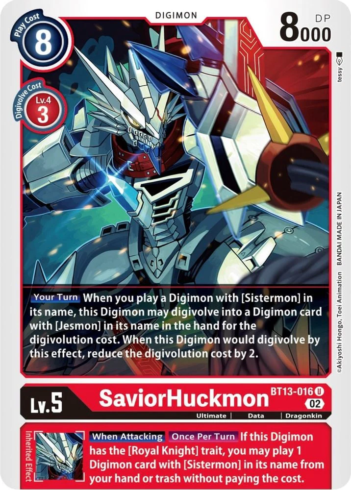 SaviorHuckmon (#BT13-016 U) (Versus Royal Knights) Near Mint