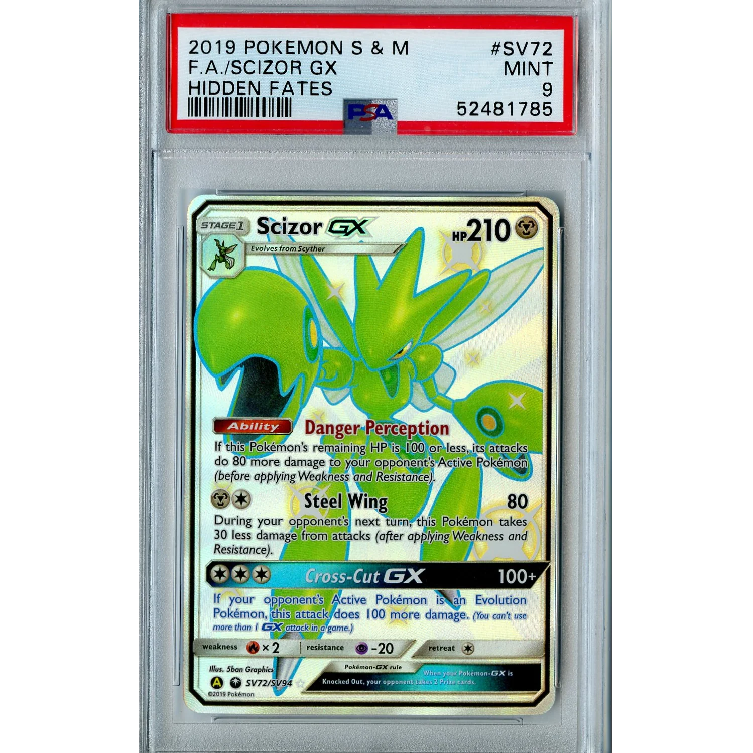 Scizor GX (SV72/SV94) - Full Art - Hidden Fates [PSA 9]