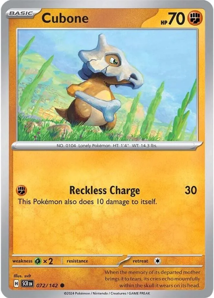 Cubone (#072/142) (SV07: Stellar Crown) Near Mint Reverse Holofoil