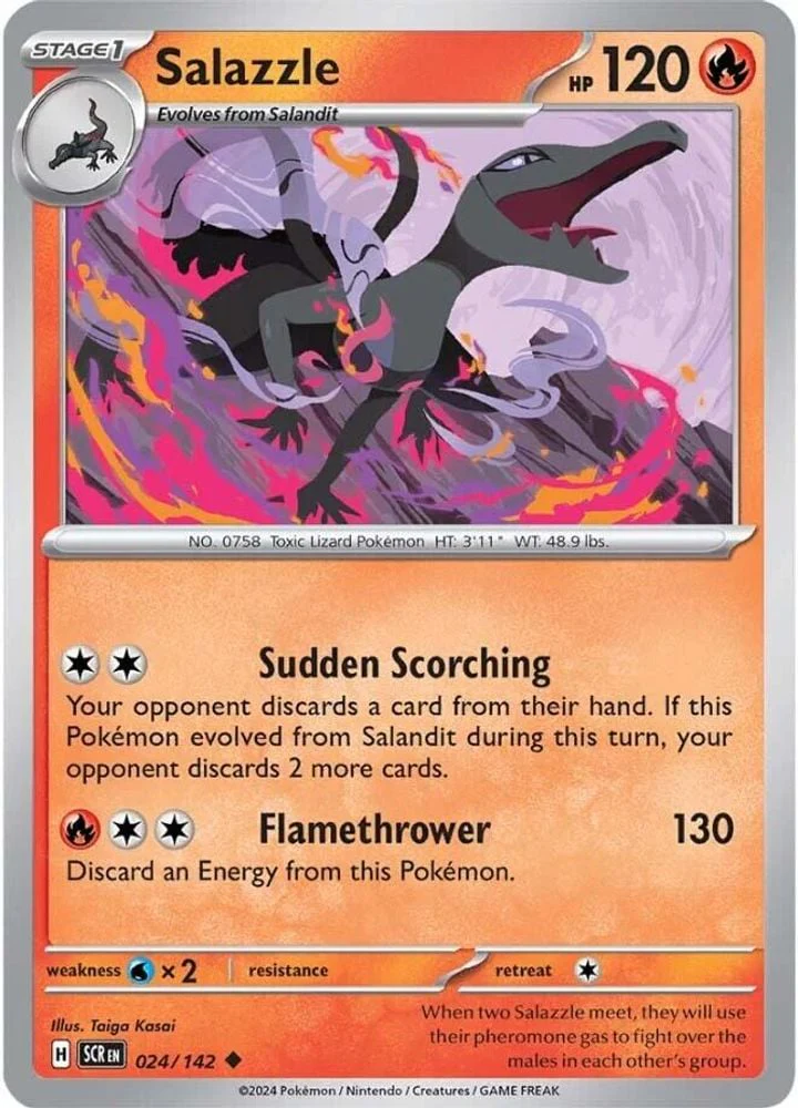 Salazzle (#024/142) (SV07: Stellar Crown) Near Mint Reverse Holofoil