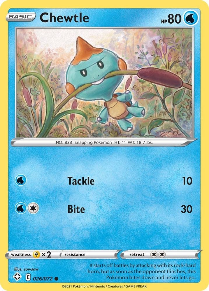 Chewtle (#026/072) (Shining Fates) Near Mint Reverse Holofoil