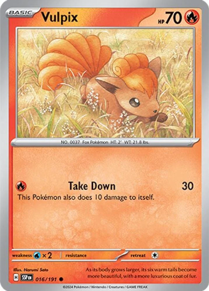 Vulpix (#016/191) (SV08: Surging Sparks) Near Mint Reverse Holofoil