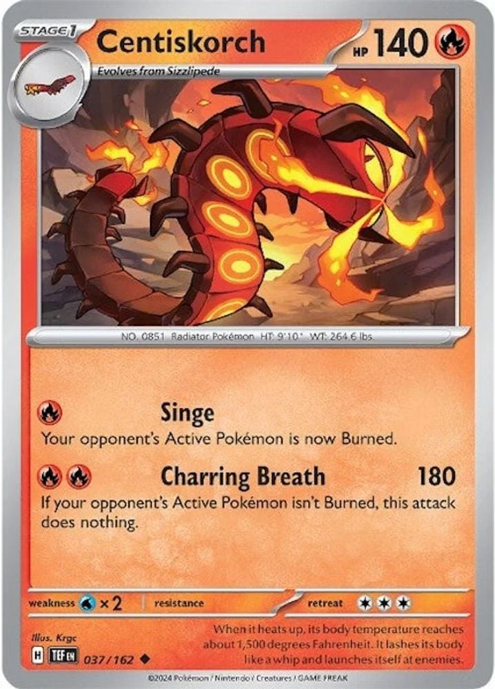 Centiskorch (#037/162) (SV05: Temporal Forces) Near Mint Reverse Holofoil