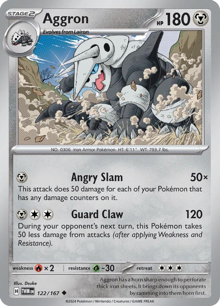 Aggron (#122/167) (SV06: Twilight Masquerade) Near Mint Reverse Holofoil