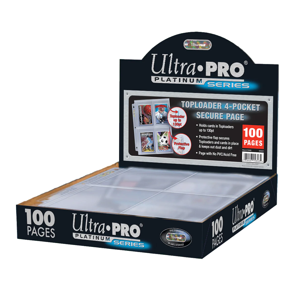Ultra Pro Platinum Series 4 Pocket Secure Pages For Toploaders (100)