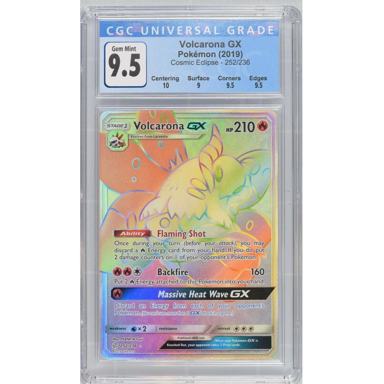 Volcarona GX (252/236) - Rainbow Rare - Cosmic Eclipse [CGC 9.5]