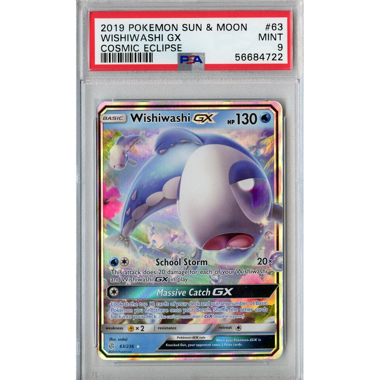 Wishiwashi GX (63/236) - Cosmic Eclipse [PSA 9]