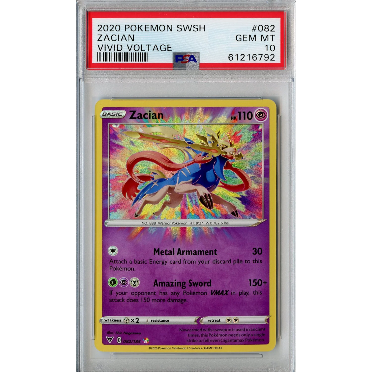 Zacian (082/185) - Amazing Rare - Vivid Voltage [PSA 10]